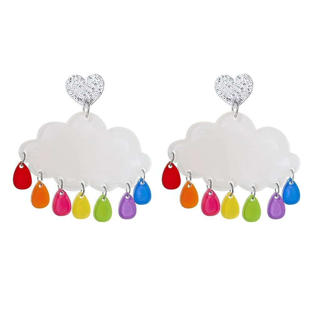 Cute Cloud & Colorful Raindrop Acrylic Earrings‎